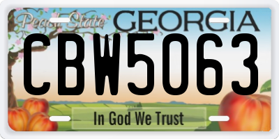 GA license plate CBW5063