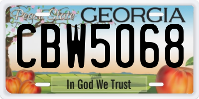 GA license plate CBW5068