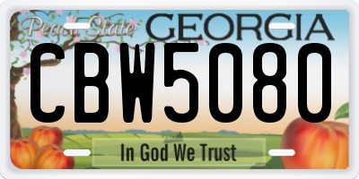 GA license plate CBW5080
