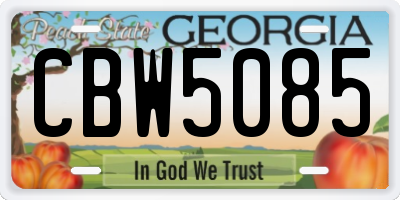 GA license plate CBW5085