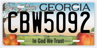 GA license plate CBW5092
