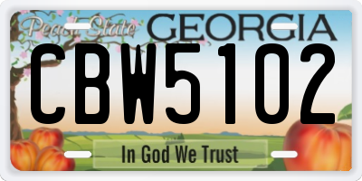GA license plate CBW5102