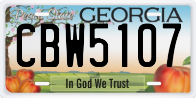 GA license plate CBW5107