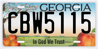 GA license plate CBW5115