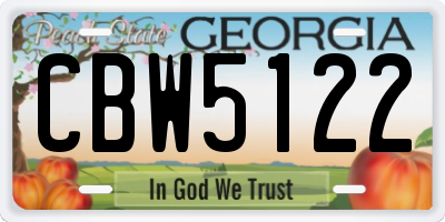 GA license plate CBW5122