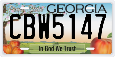 GA license plate CBW5147