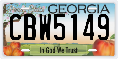 GA license plate CBW5149
