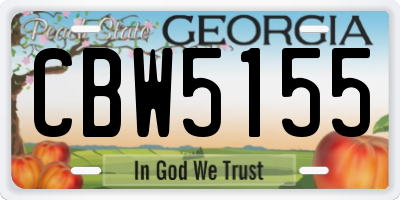GA license plate CBW5155