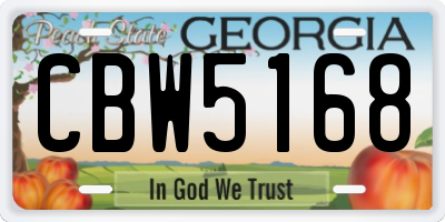 GA license plate CBW5168