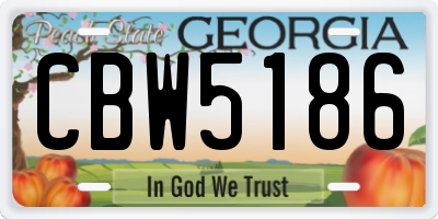 GA license plate CBW5186