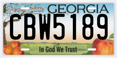 GA license plate CBW5189