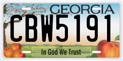 GA license plate CBW5191