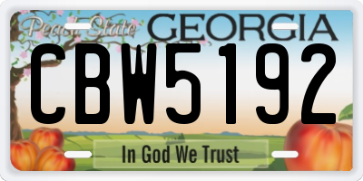 GA license plate CBW5192