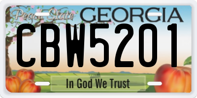 GA license plate CBW5201