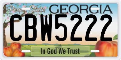 GA license plate CBW5222