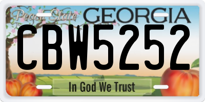 GA license plate CBW5252