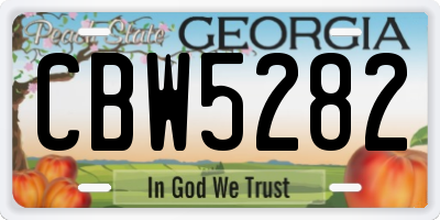 GA license plate CBW5282