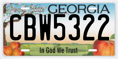 GA license plate CBW5322