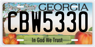 GA license plate CBW5330