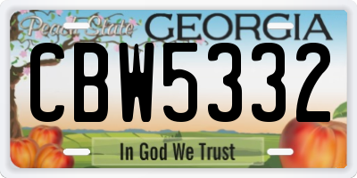 GA license plate CBW5332