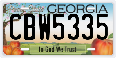 GA license plate CBW5335