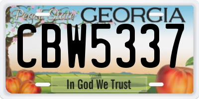 GA license plate CBW5337