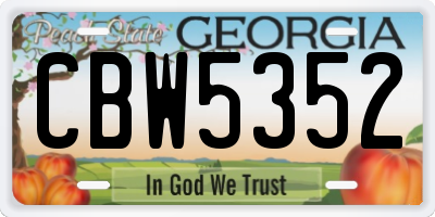 GA license plate CBW5352