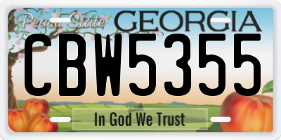 GA license plate CBW5355