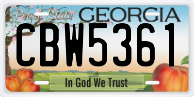 GA license plate CBW5361
