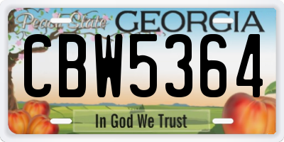 GA license plate CBW5364