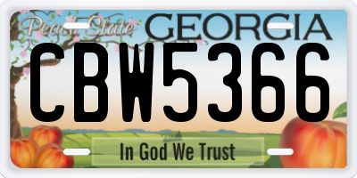 GA license plate CBW5366