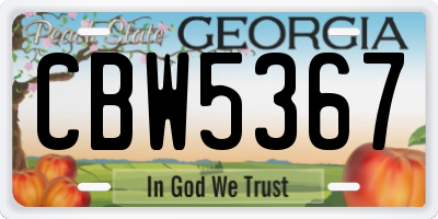 GA license plate CBW5367