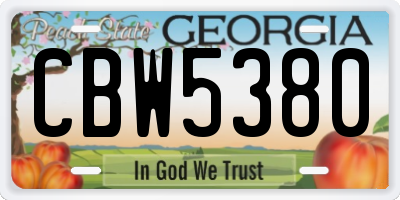 GA license plate CBW5380