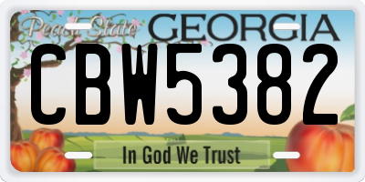 GA license plate CBW5382