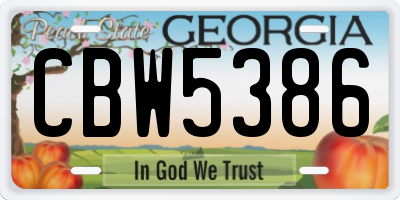 GA license plate CBW5386