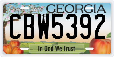 GA license plate CBW5392