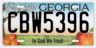 GA license plate CBW5396