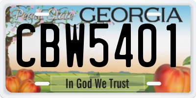 GA license plate CBW5401