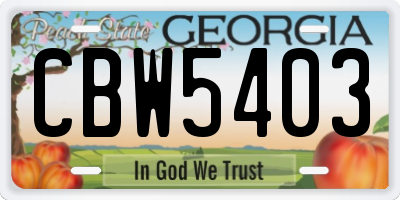 GA license plate CBW5403