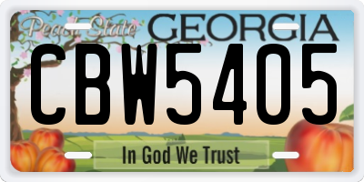 GA license plate CBW5405