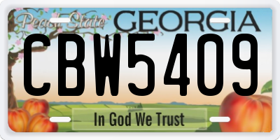 GA license plate CBW5409