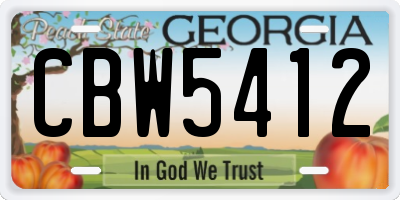 GA license plate CBW5412
