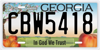 GA license plate CBW5418