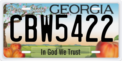 GA license plate CBW5422
