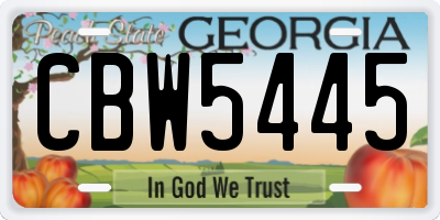 GA license plate CBW5445