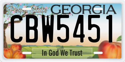 GA license plate CBW5451
