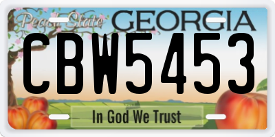 GA license plate CBW5453