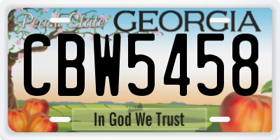 GA license plate CBW5458