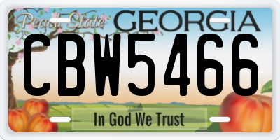 GA license plate CBW5466