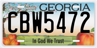 GA license plate CBW5472